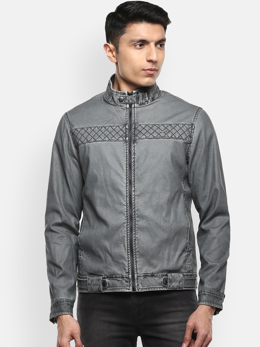 

Red Chief Men Grey Lightweight Biker Jacket