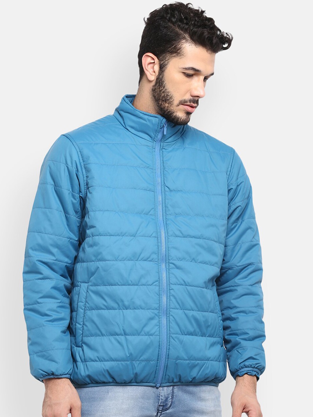 

Red Chief Men Blue Solid Lightweight Padded Jacket