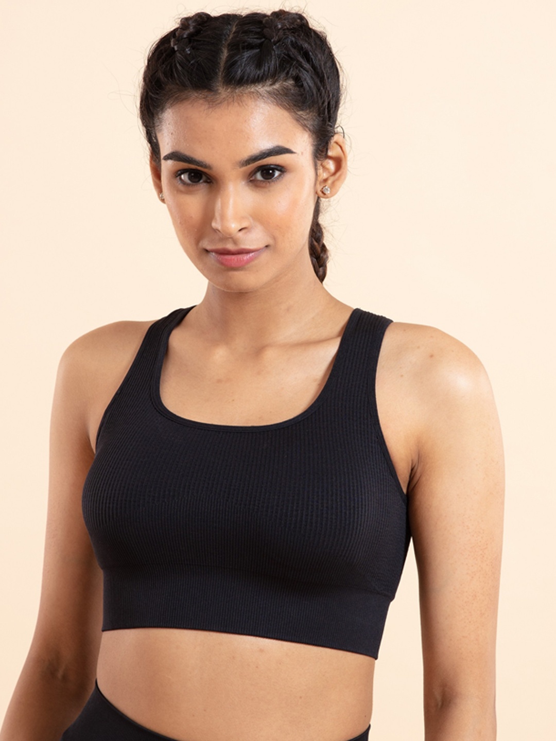 

Nykd All Day Seamless Dry-Fit Sports Bra with Removable Pads (NYK096), Black