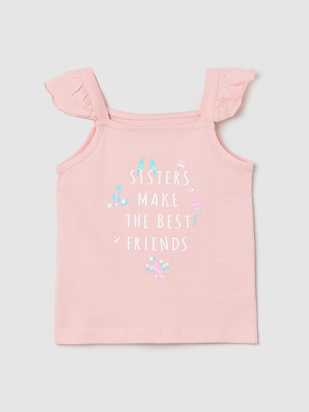 

max Peach-Coloured & White Print Pure Cotton Crop Top