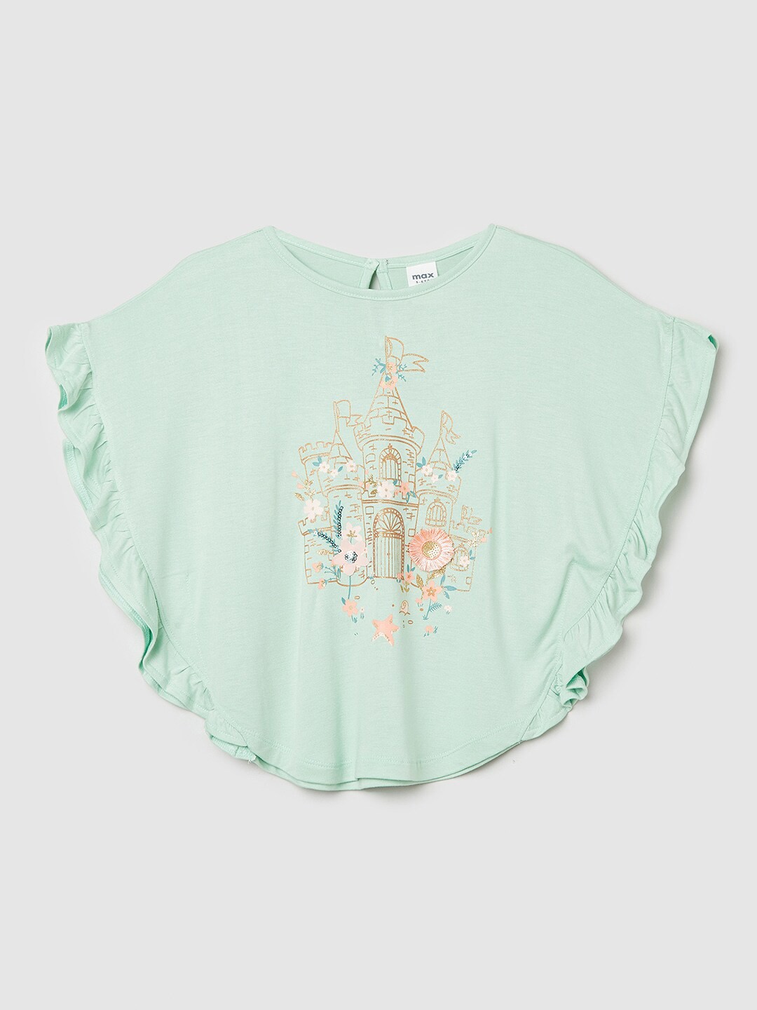 

max Green Print Cape Top