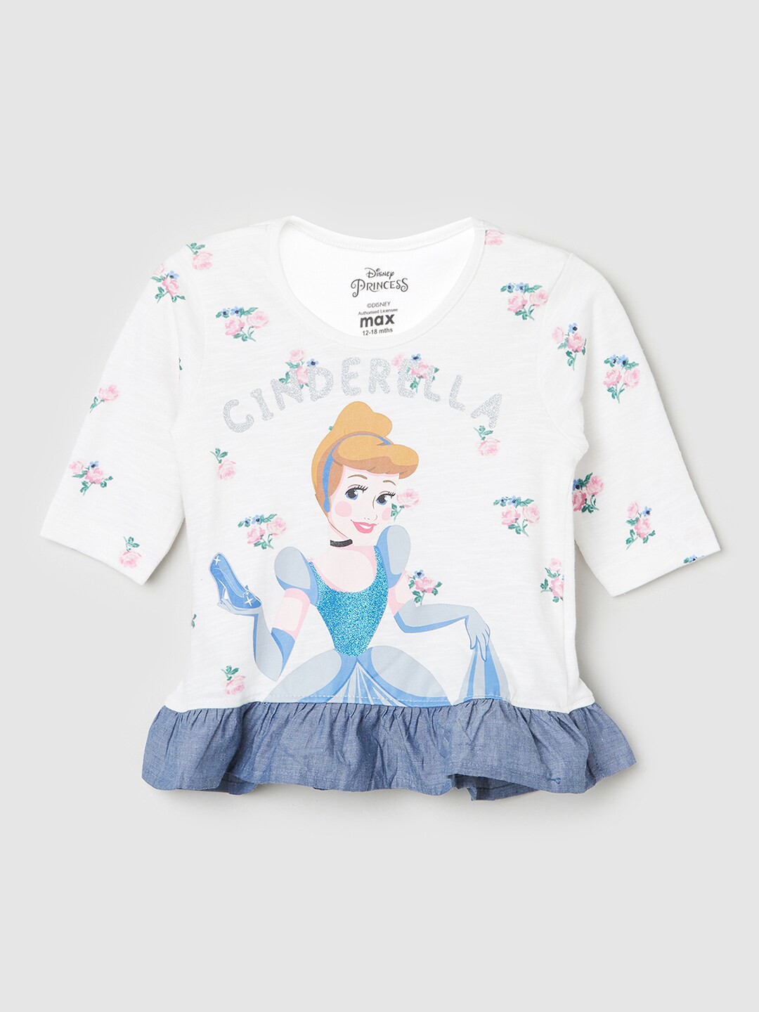 

max Girls White & Blue Printed Top