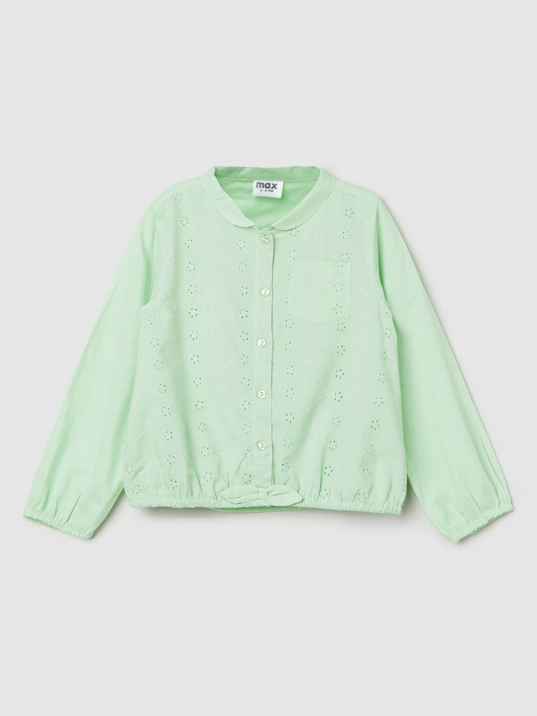 

max Green Mandarin Collar Shirt Style Top