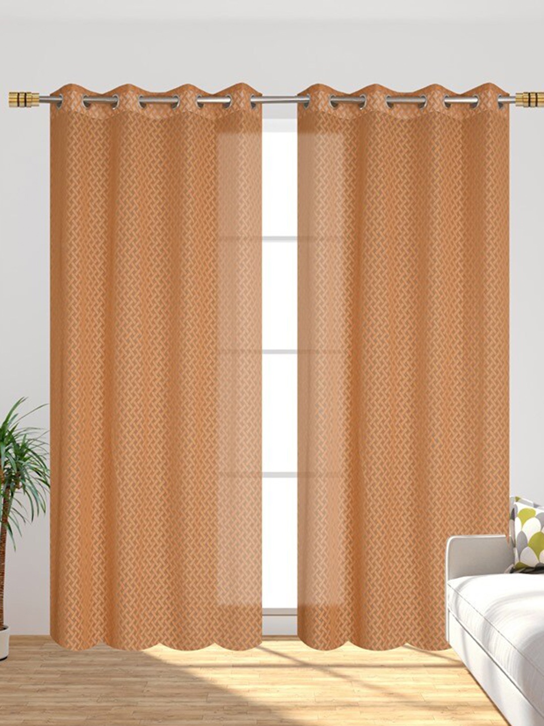 

Molly & Michel Set of 2 Beige Sheer Door Curtain