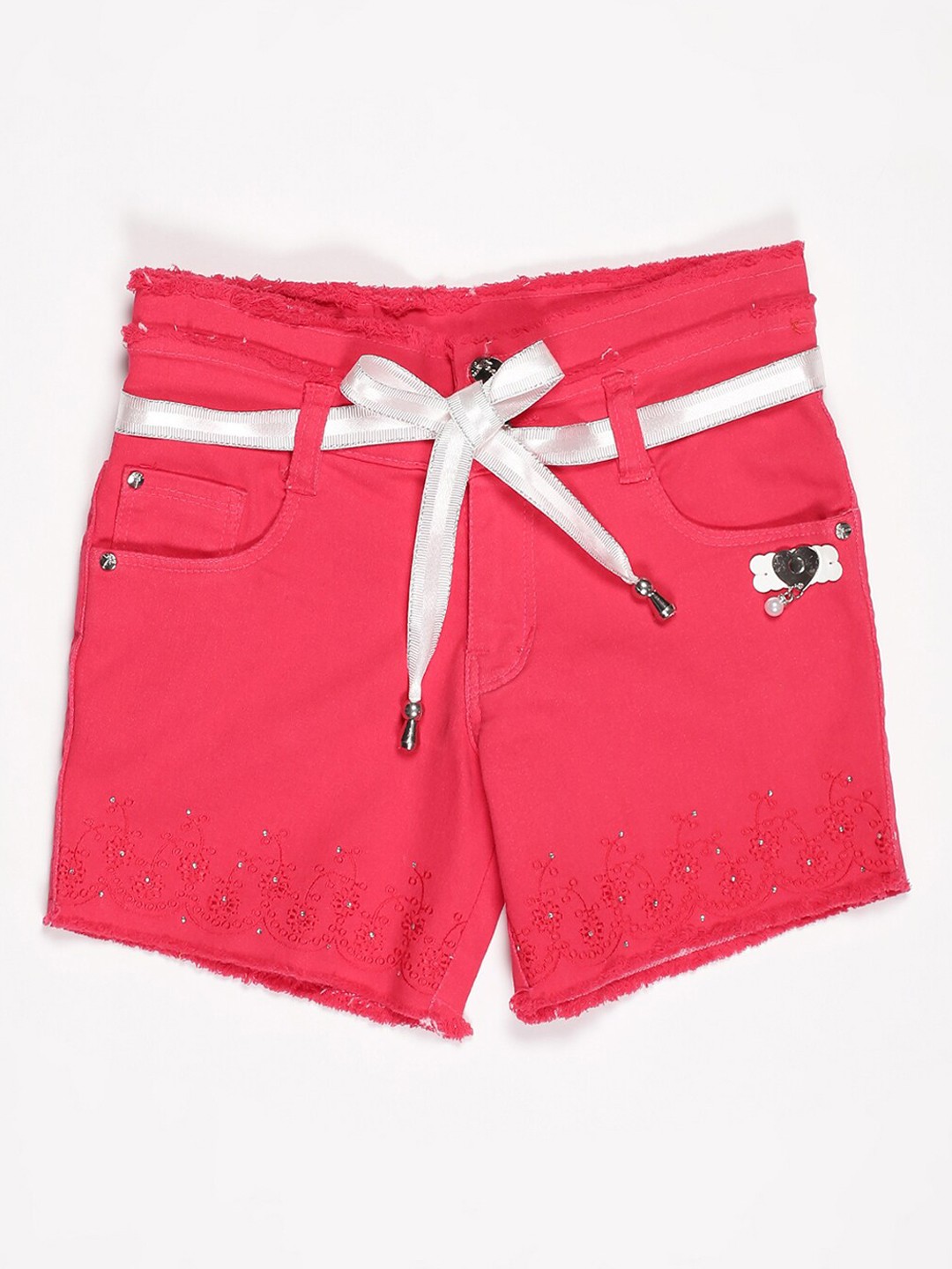 

V2 Value & Variety Girls Red Denim Hot Pants Shorts