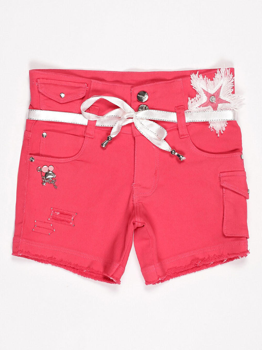 

V2 Value & Variety Girls Red Solid Denim Shorts