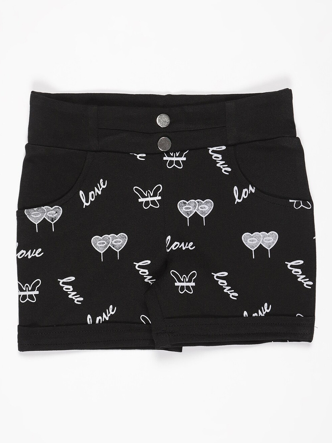

V2 Value & Variety Girls Black Conversational Printed Shorts