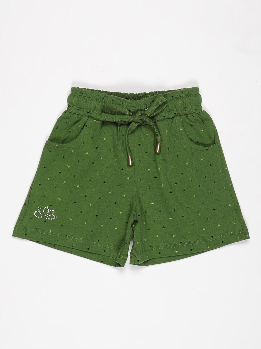 

V2 Value & Variety Girls Green Printed Regular Fit Shorts