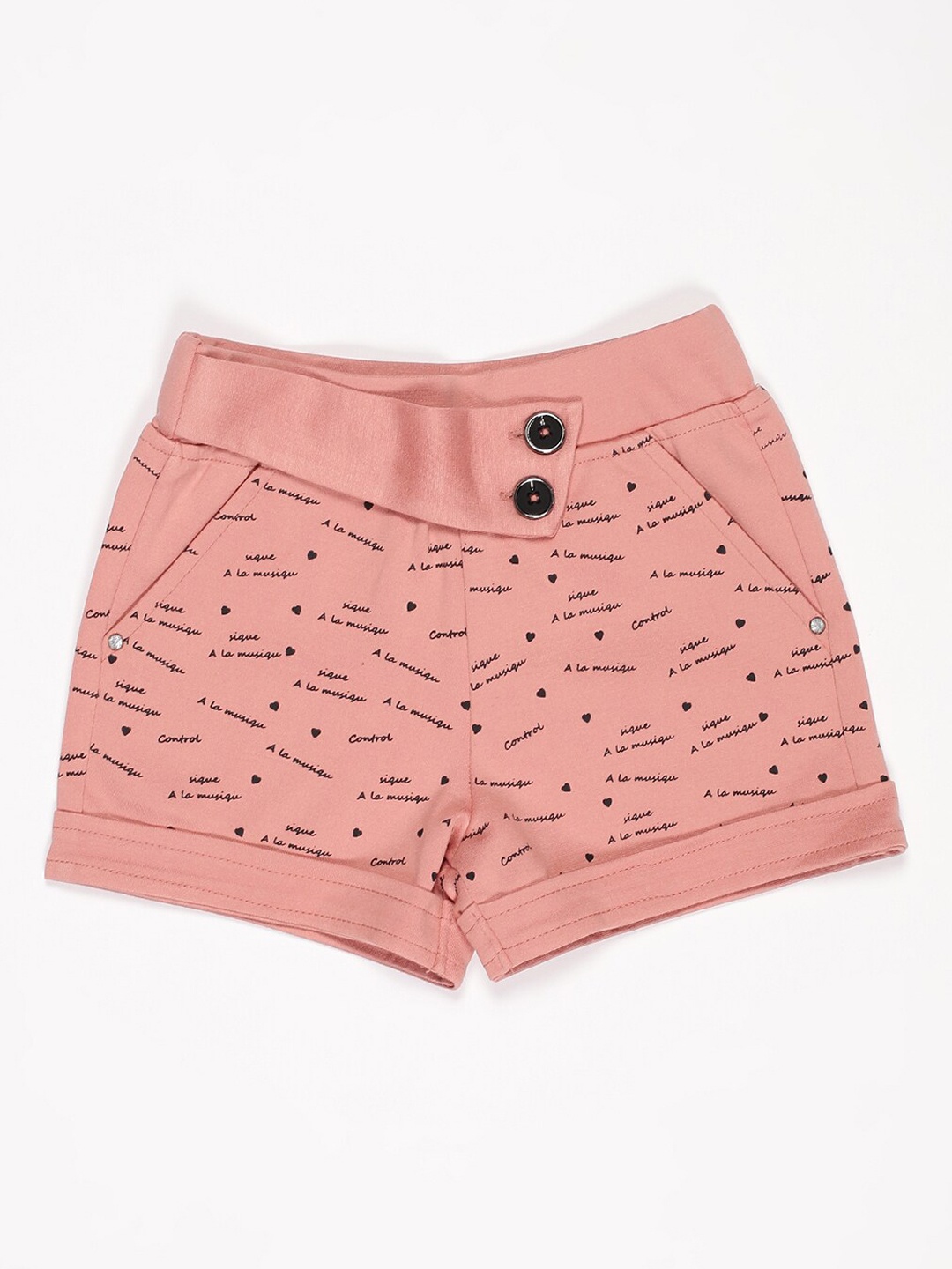 

V2 Value & Variety Girls Peach-Coloured Printed Shorts