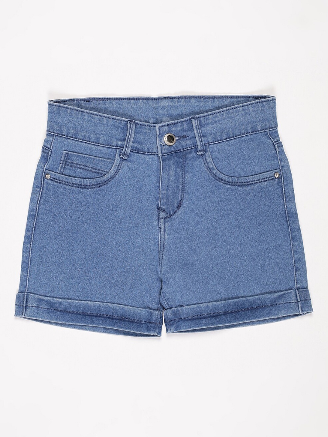 

V2 Value & Variety Girls Navy Blue Solid Denim Shorts