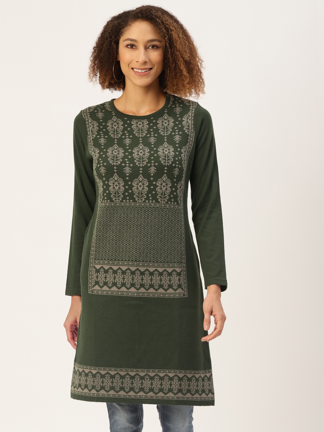 

American Eye Women Green Ethnic Motifs Kurta