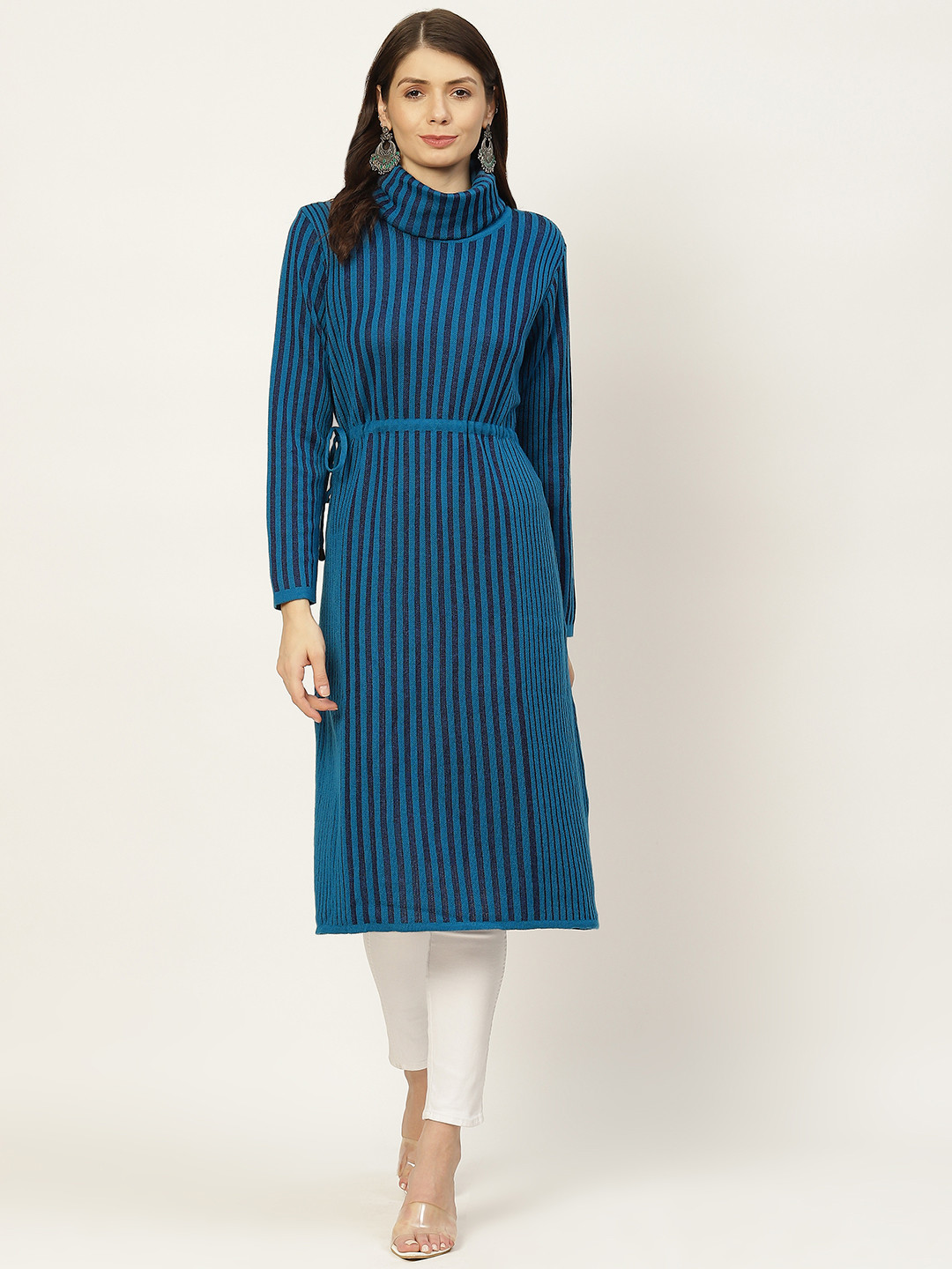 

American Eye Women Blue Striped Acrylic Kurta