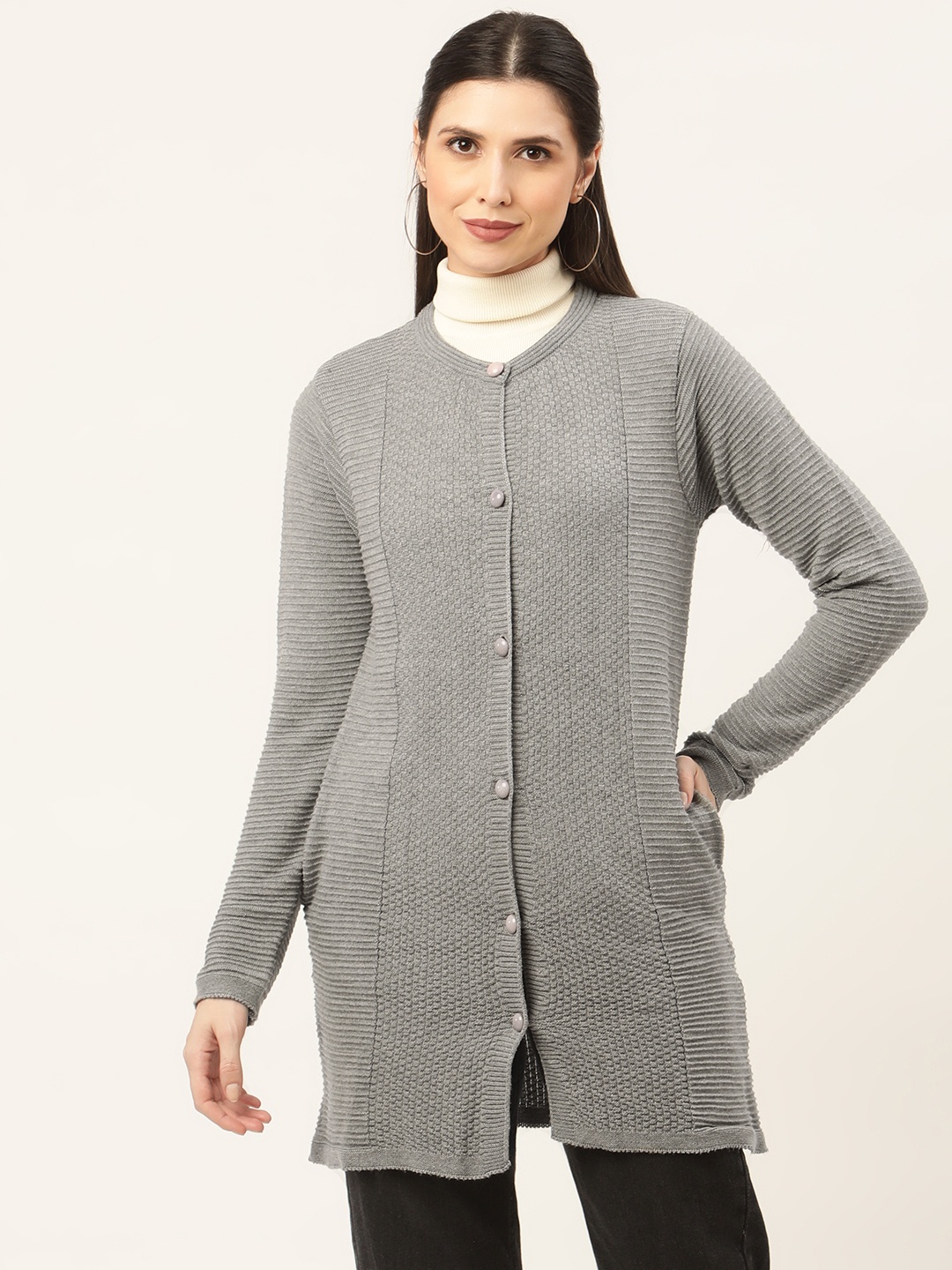 

American Eye Women Grey Longline Cardigan