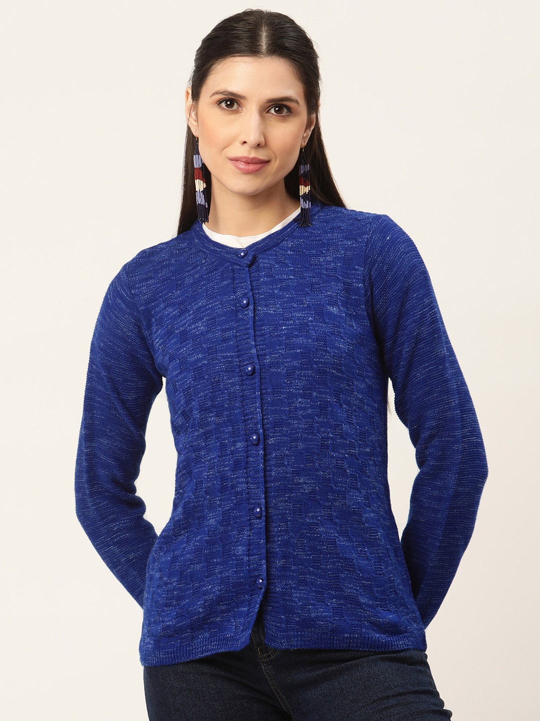

American Eye Women Blue Solid Cardigan