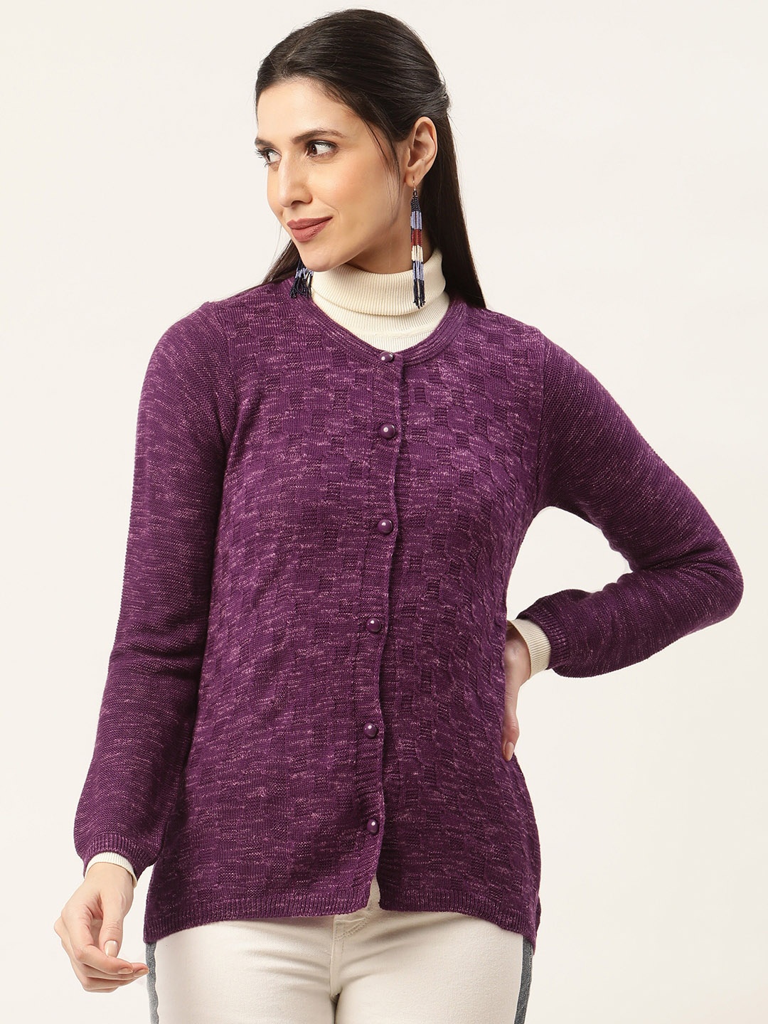 

American Eye Women Purple Cardigan