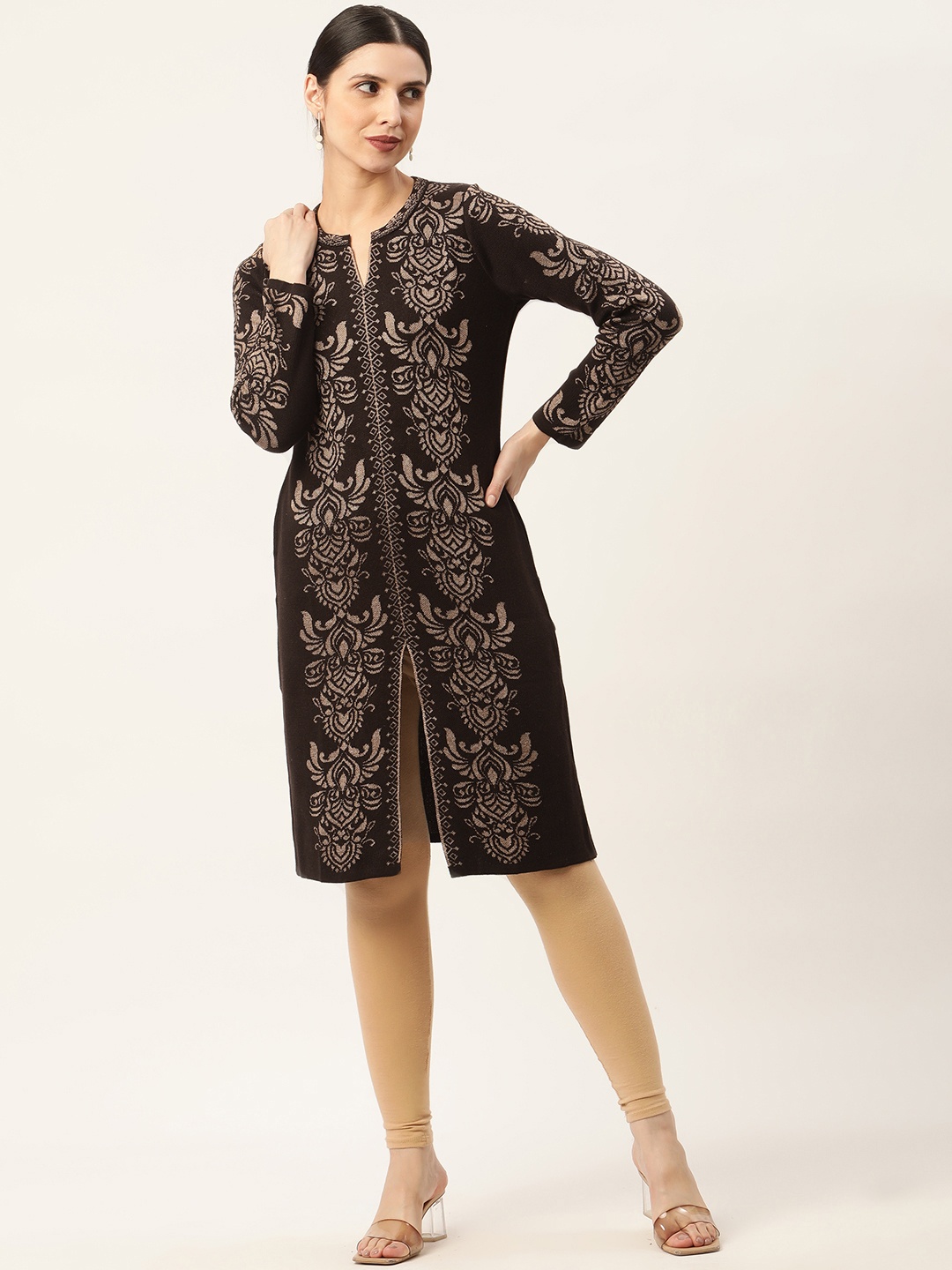 

American Eye Women Brown Floral Printed Kurta