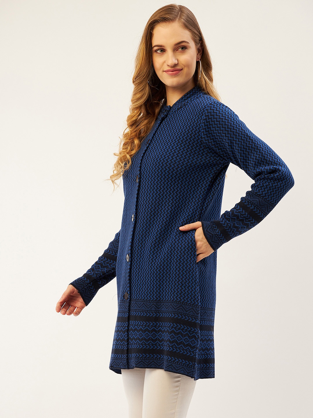 

American Eye Women Blue Longline Cardigan