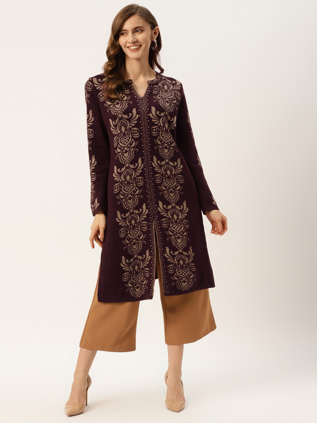 

American Eye Women Burgundy Ethnic Motifs Kurta