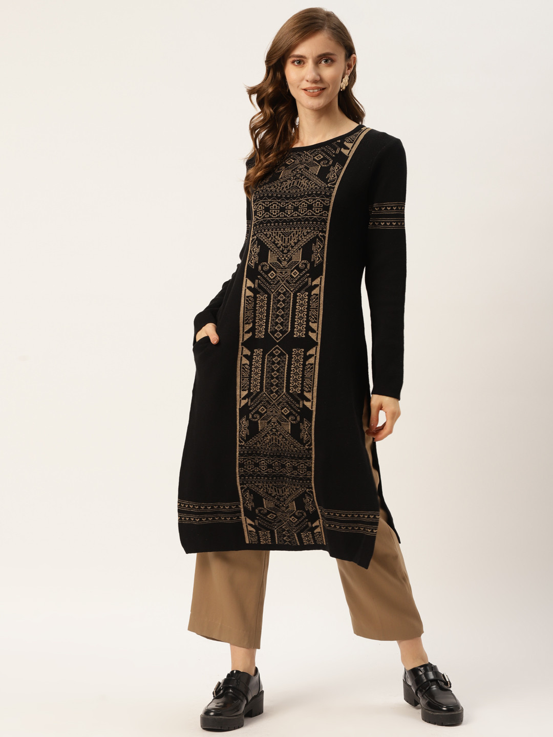 

American Eye Women Black Ethnic Motifs Kurta