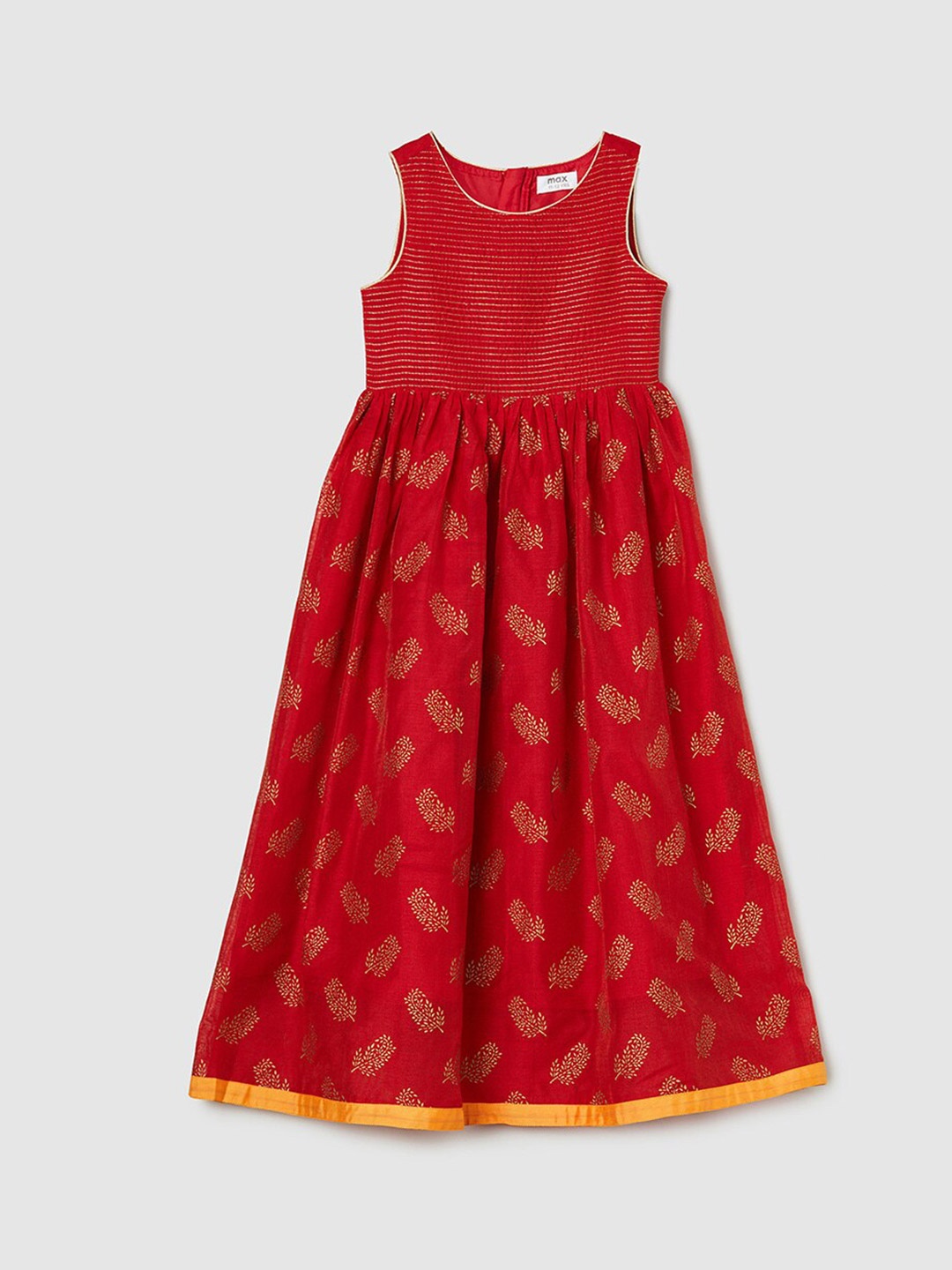 

max Girls Red Floral Printed Maxi Dress