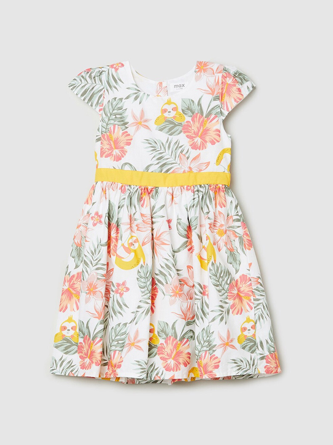 

max Kids-Girls White Fit and Flare Floral Dress