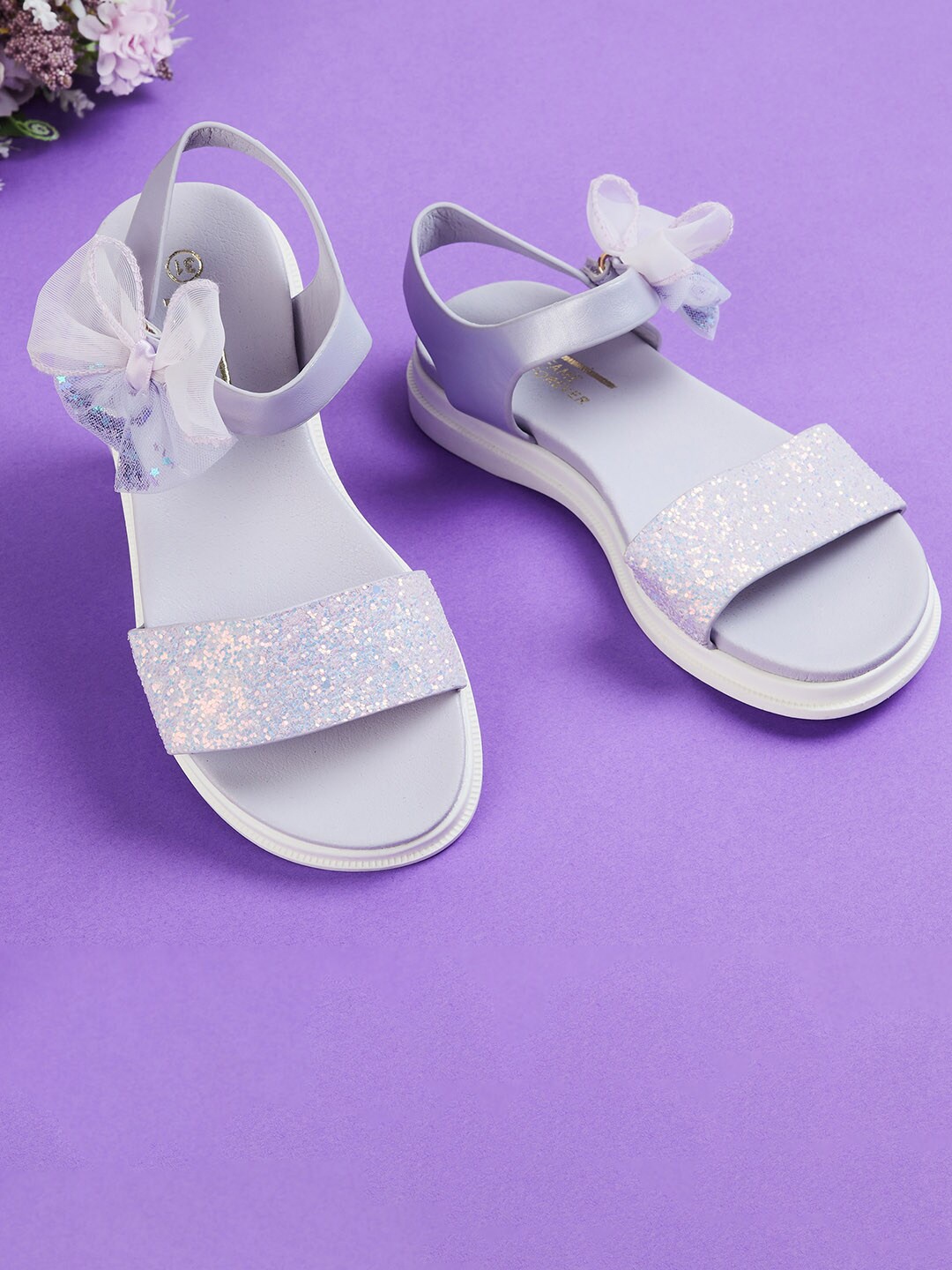 

Fame Forever by Lifestyle Girls Purple Embellished Open Toe Flats With Bow
