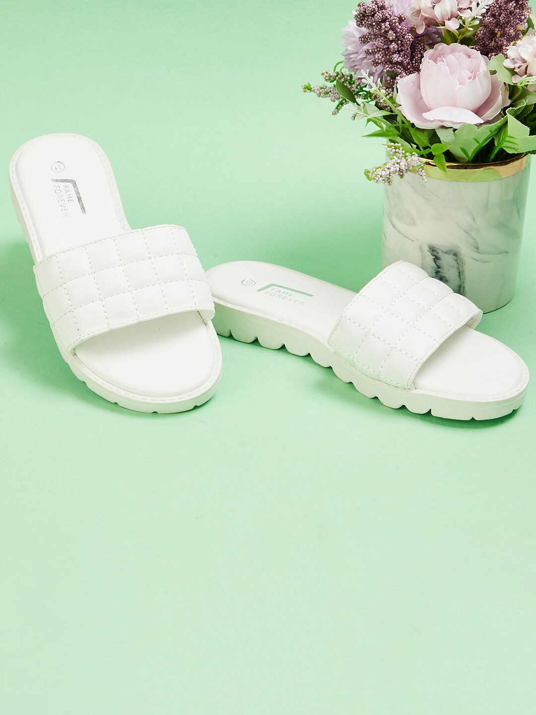 

Fame Forever by Lifestyle Girls White Solid Open Toe Flats