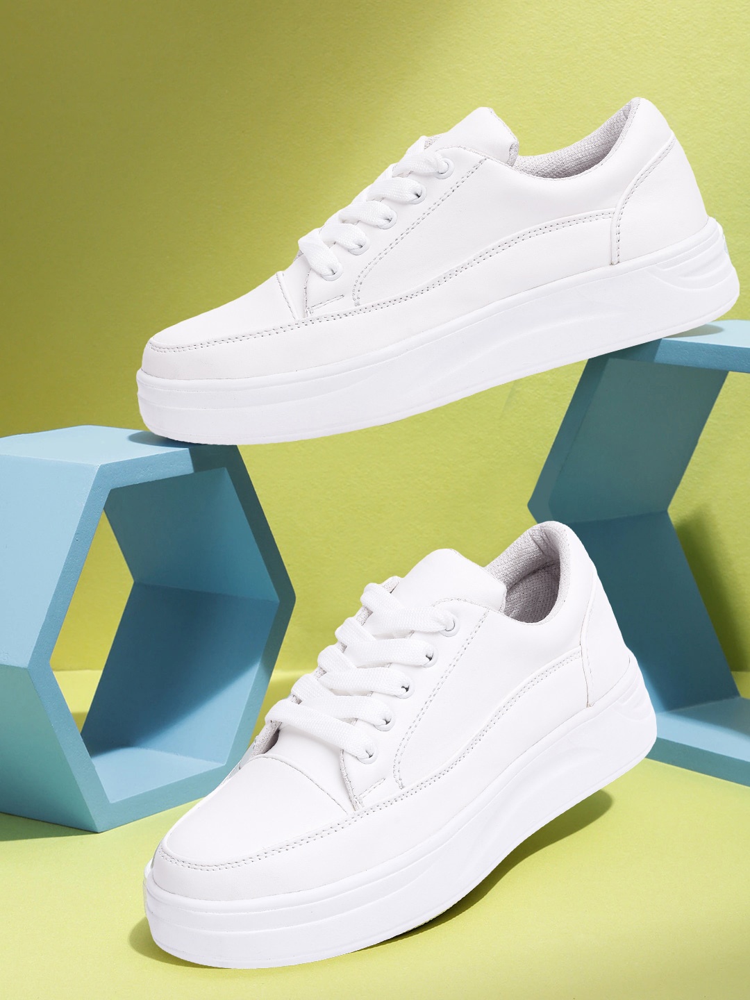 

VENDOZ Women White Solid Sneakers