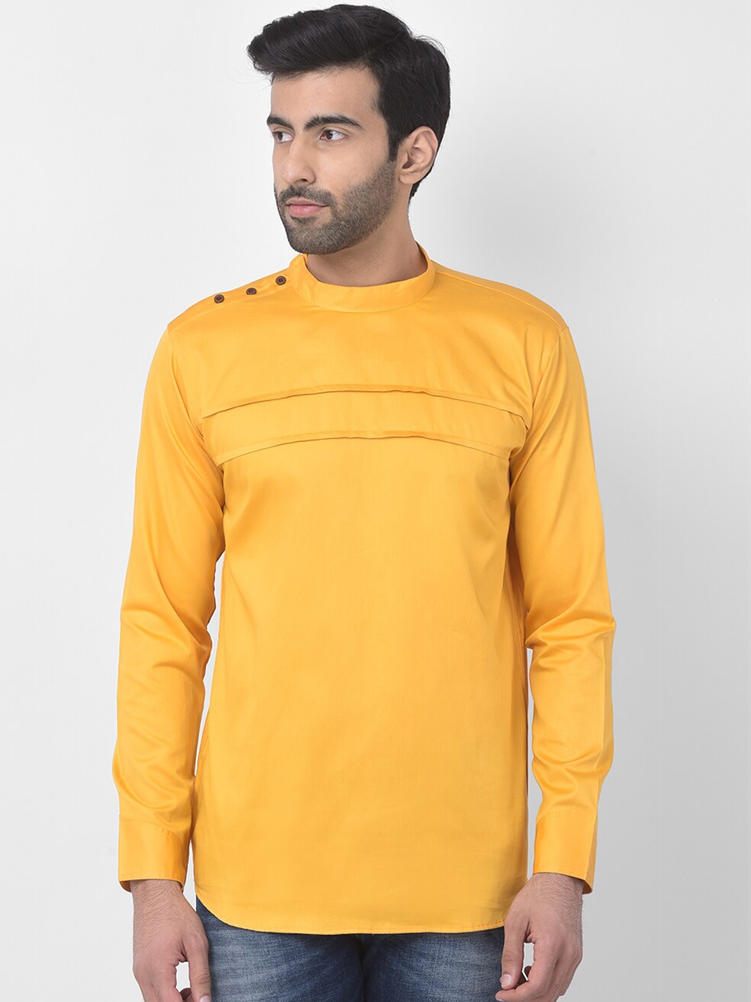 

SG LEMAN Men Yellow Solid Pure Raw Silk Kurta