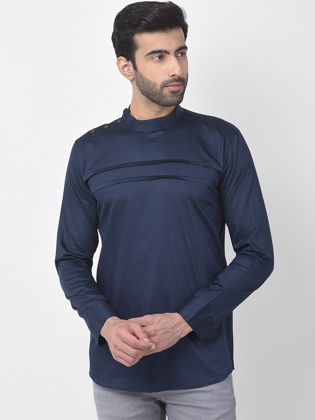 

SG LEMAN Men Navy Blue Raw Silk Kurta