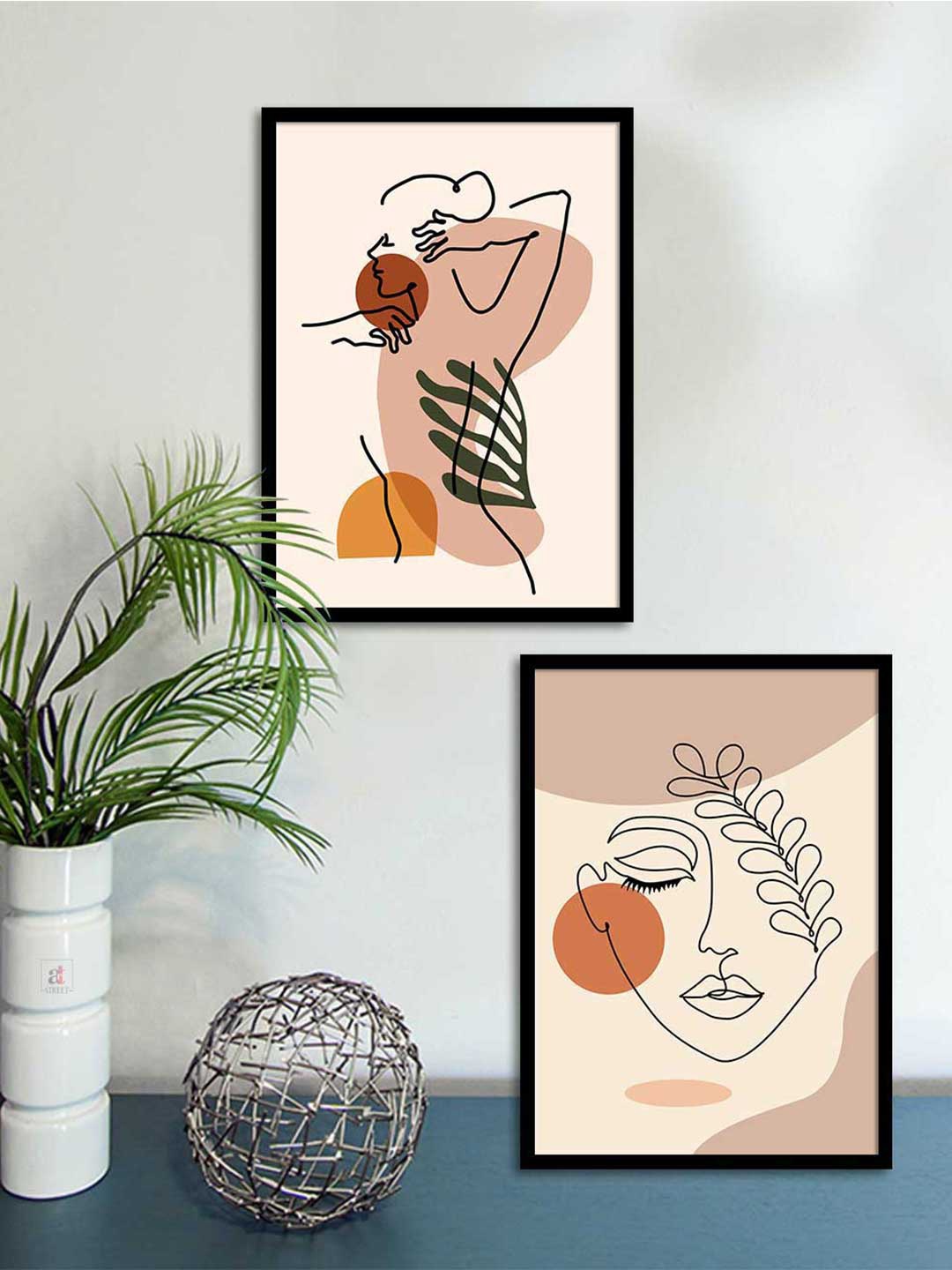 

Art Street Set Of 2 Boho Figurative Framed Wall Art, Pink