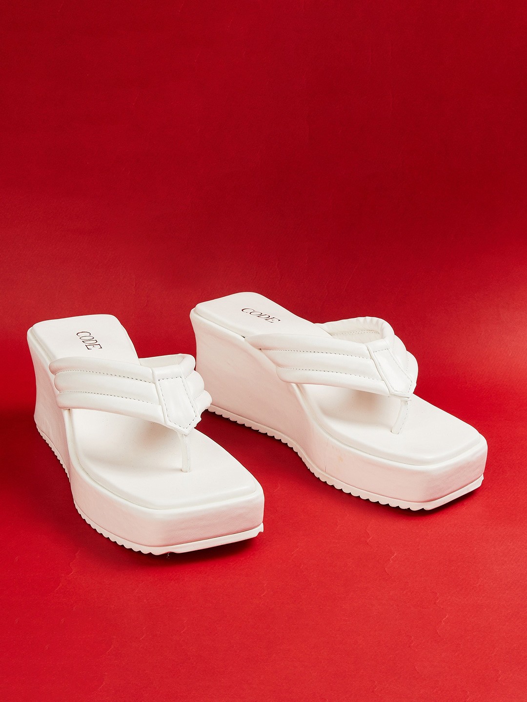 

CODE by Lifestyle White solid Flatform womens Sandals
