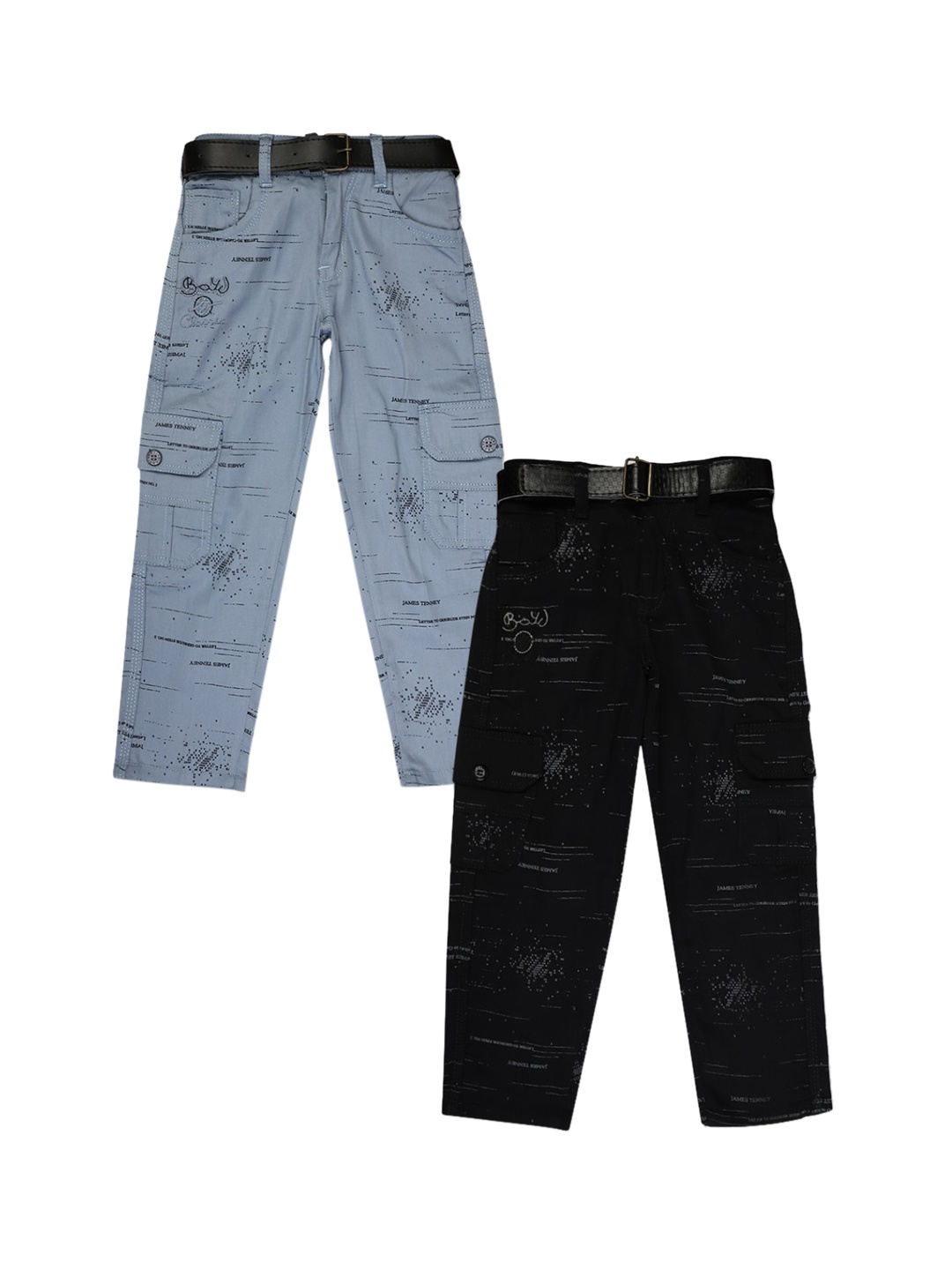 V-Mart Boys Blue Printed Cargos Trousers