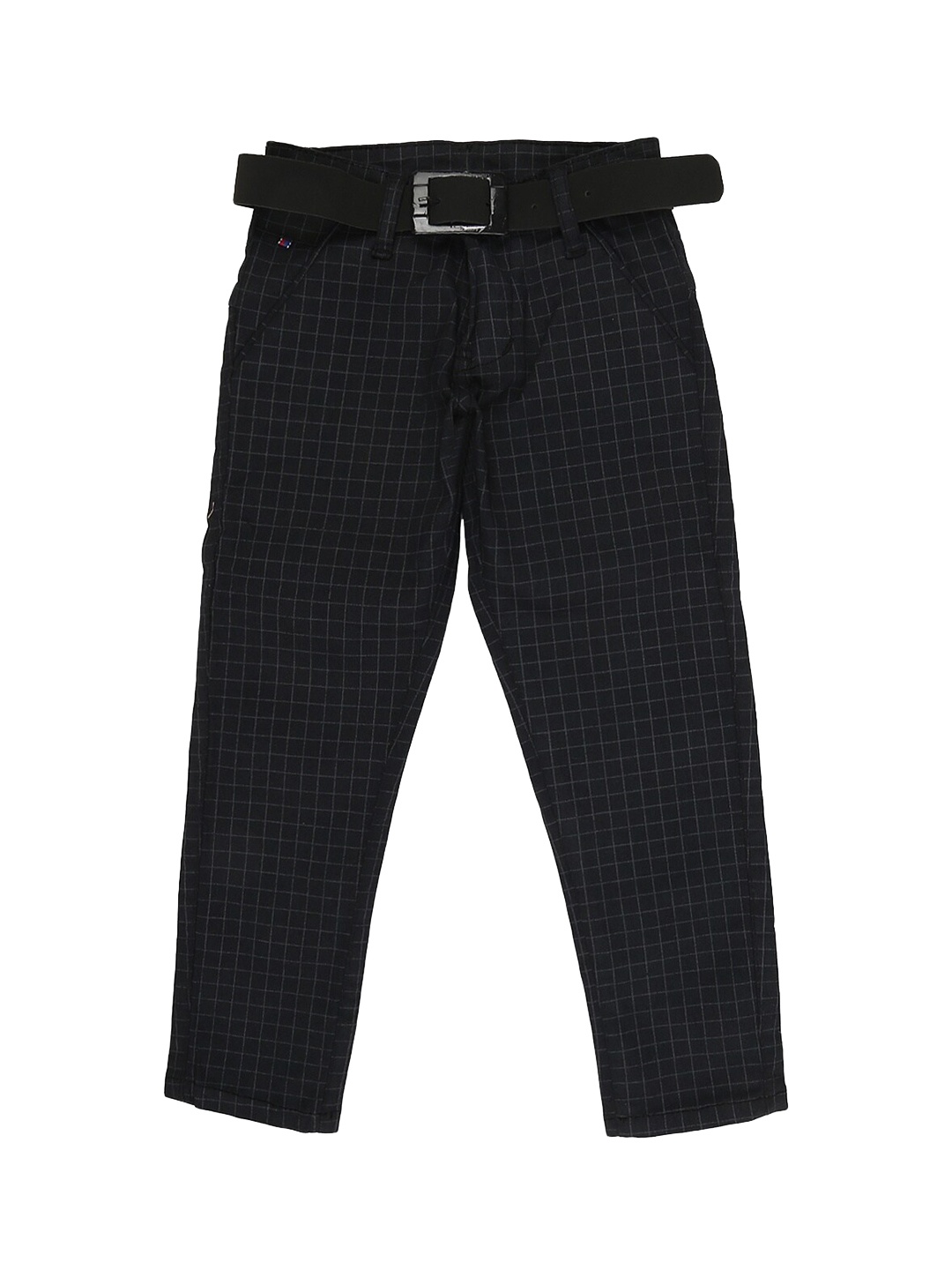 

V-Mart Boys Black Checked Regular Trousers