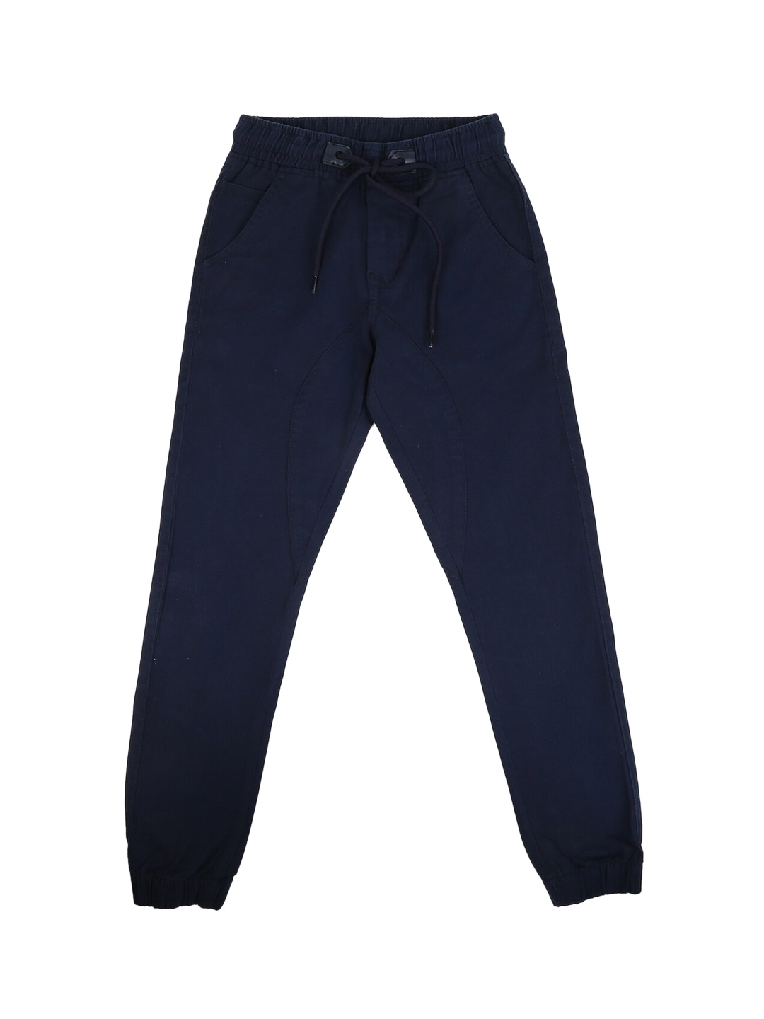 V-Mart Kids-Boys Navy BlueTwill Lycra Joggers Trousers, Navy blue