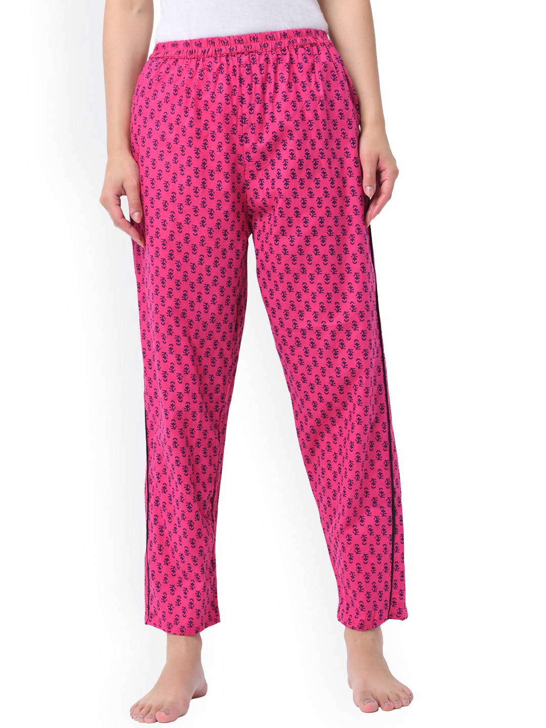

Shararat Women Pink Printed Cotton Lounge Pants