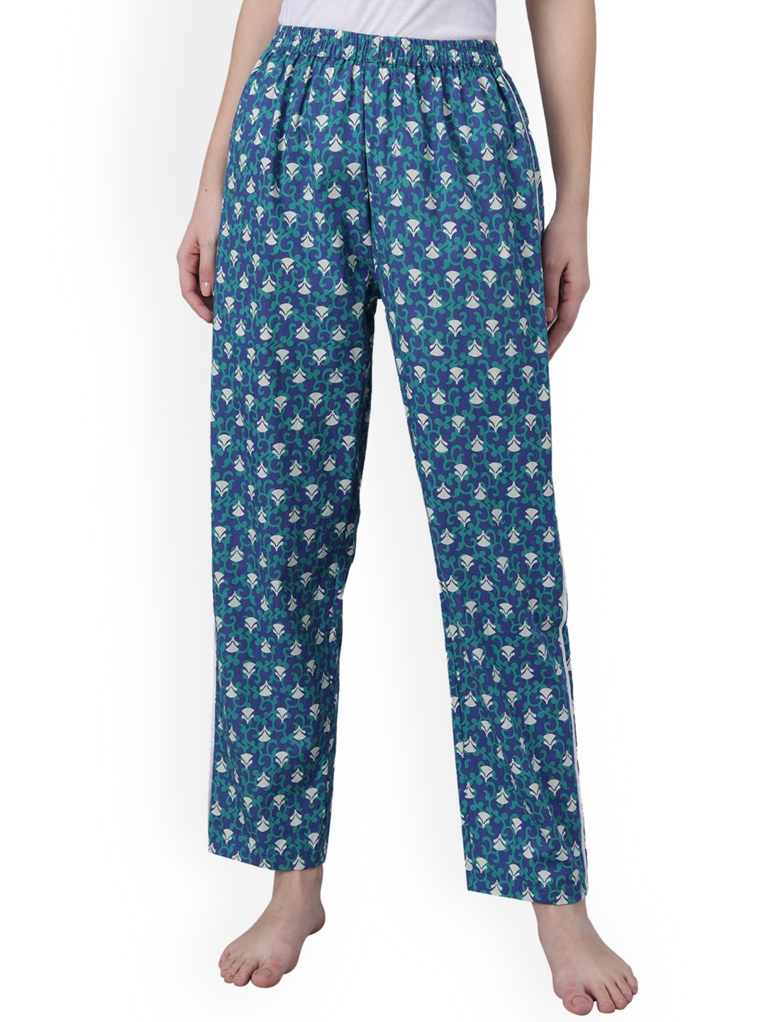 

Shararat Women Blue & White Printed Lounge Pants