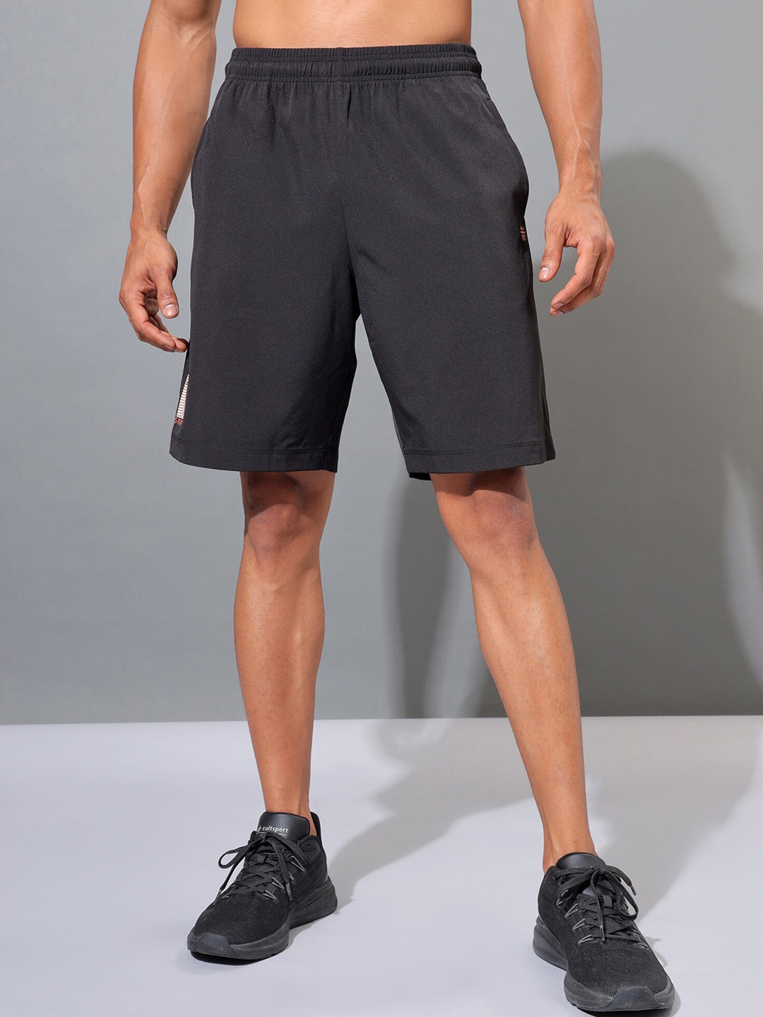

CULT Men Black Solid Training or Gym Active Sports Shorts