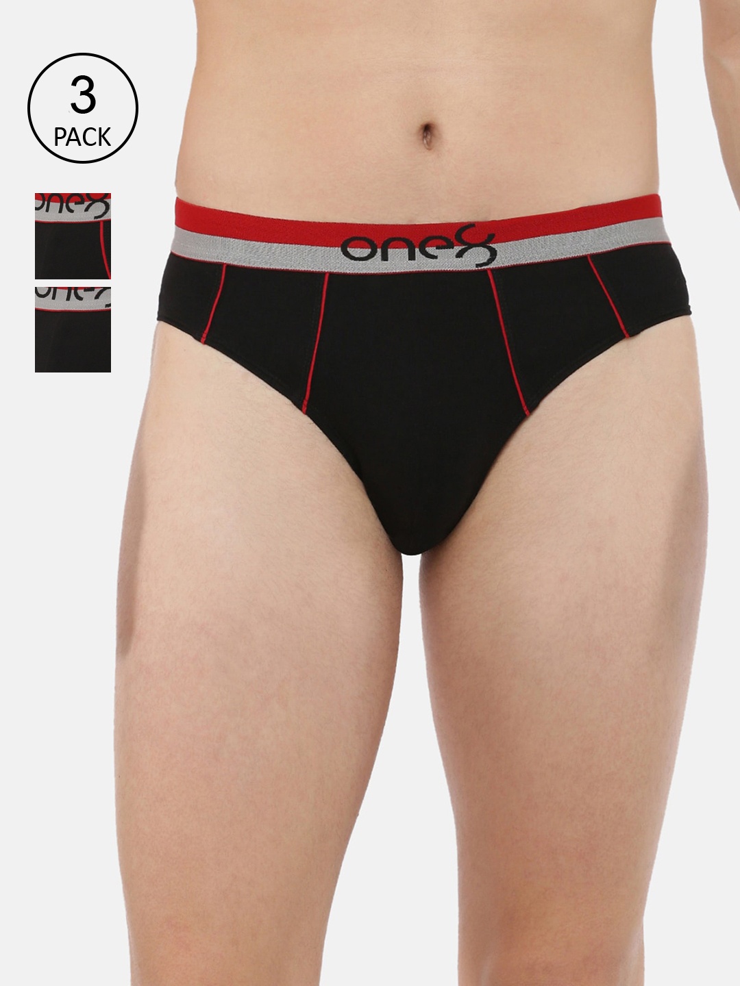 

one8 by Virat Kohli Men Pack Of 3 Black Solid Ultra Premium Stretch Briefs -716-PO3