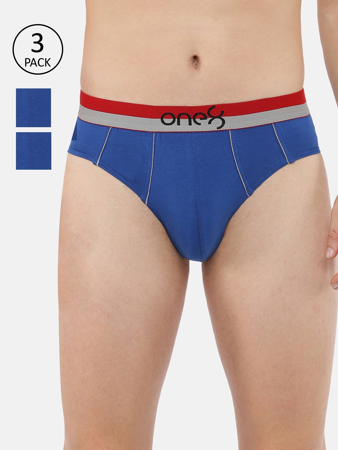 

one8 by Virat Kohli Men Pack Of 3 Blue Combed Cotton Ultra Premium Stretch Briefs -716-PO3