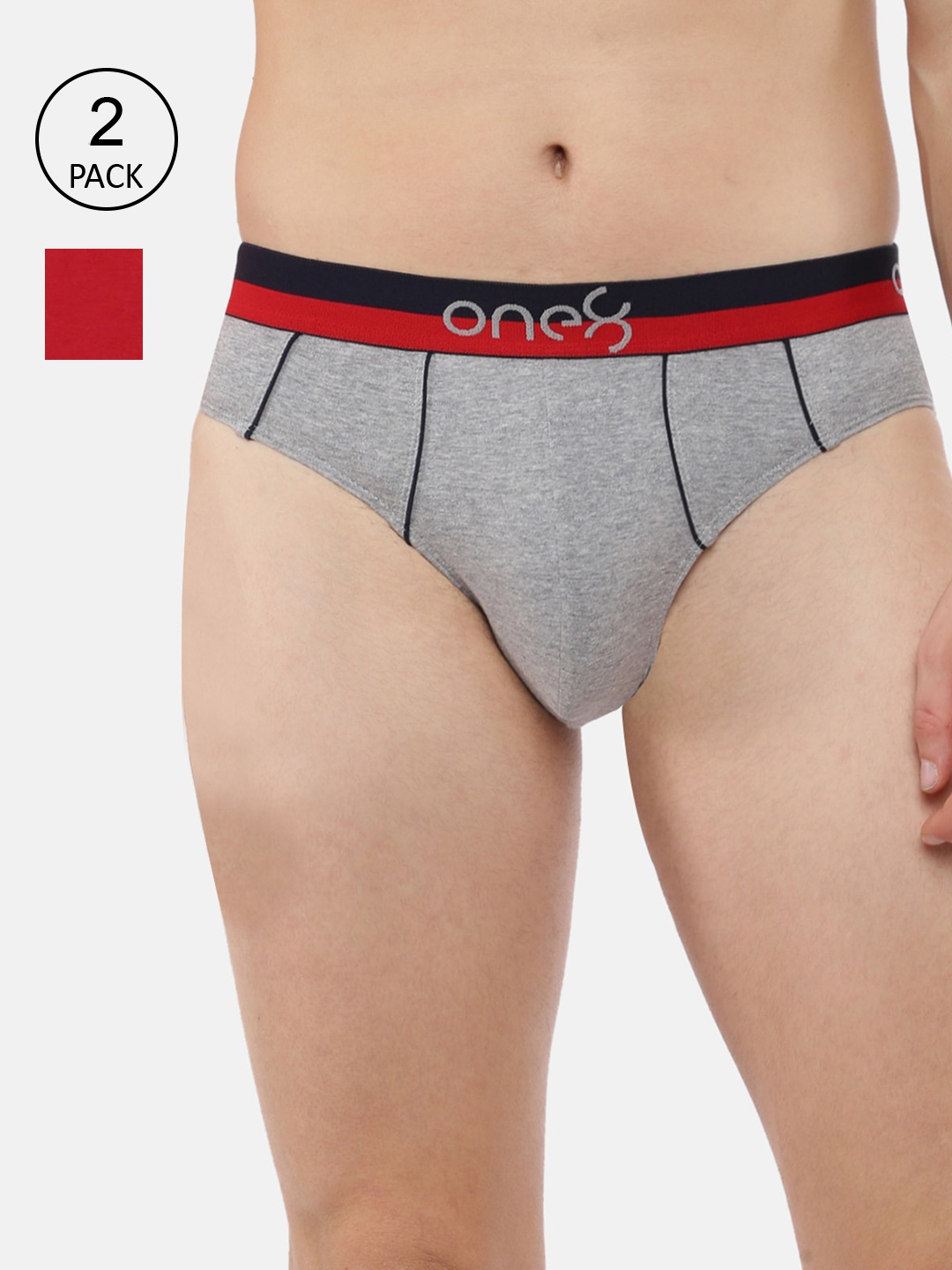 

one8 by Virat Kohli Men Pack Of 2 Solid Basic Combed Cotton Ultra Premium Stretch Briefs, Grey