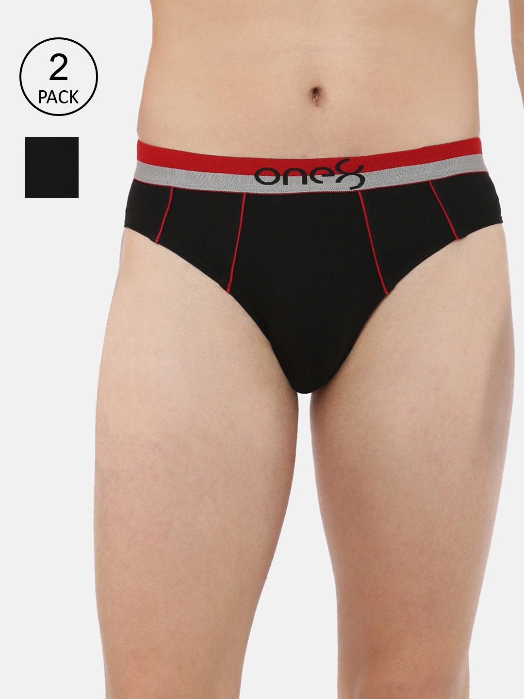 

one8 by Virat Kohli Men Pack Of 2 Black Combed Cotton Ultra Premium Stretch Briefs-716-PO2