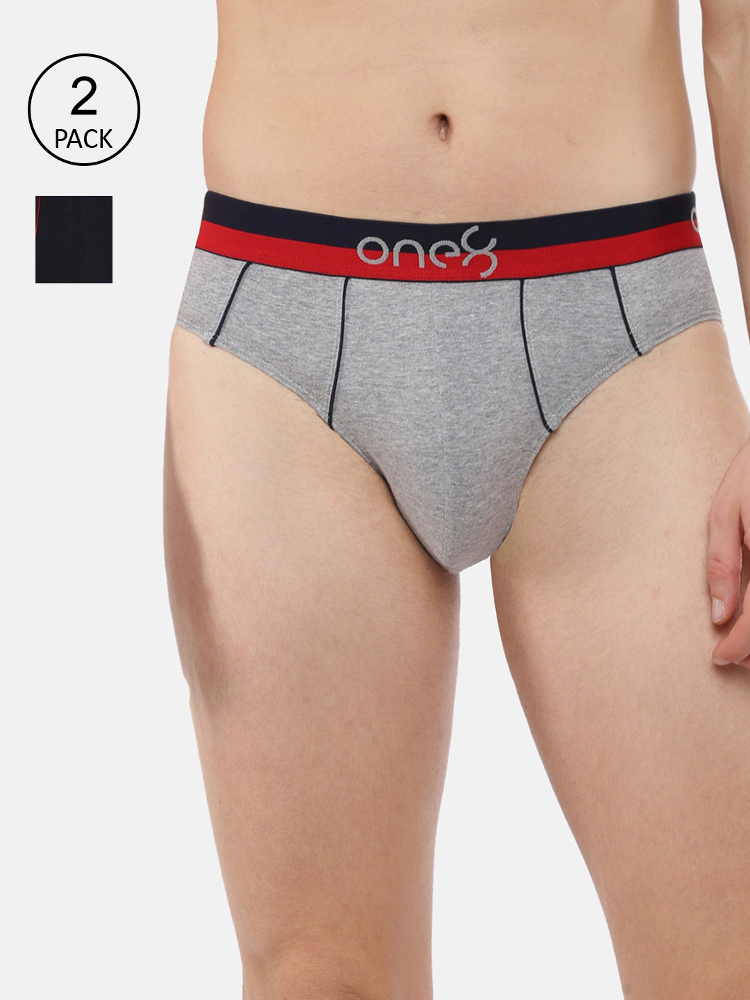 

one8 by Virat Kohli Men Pack of 2 Grey Solid Ultra Premium Stretch Briefs 716-PO2