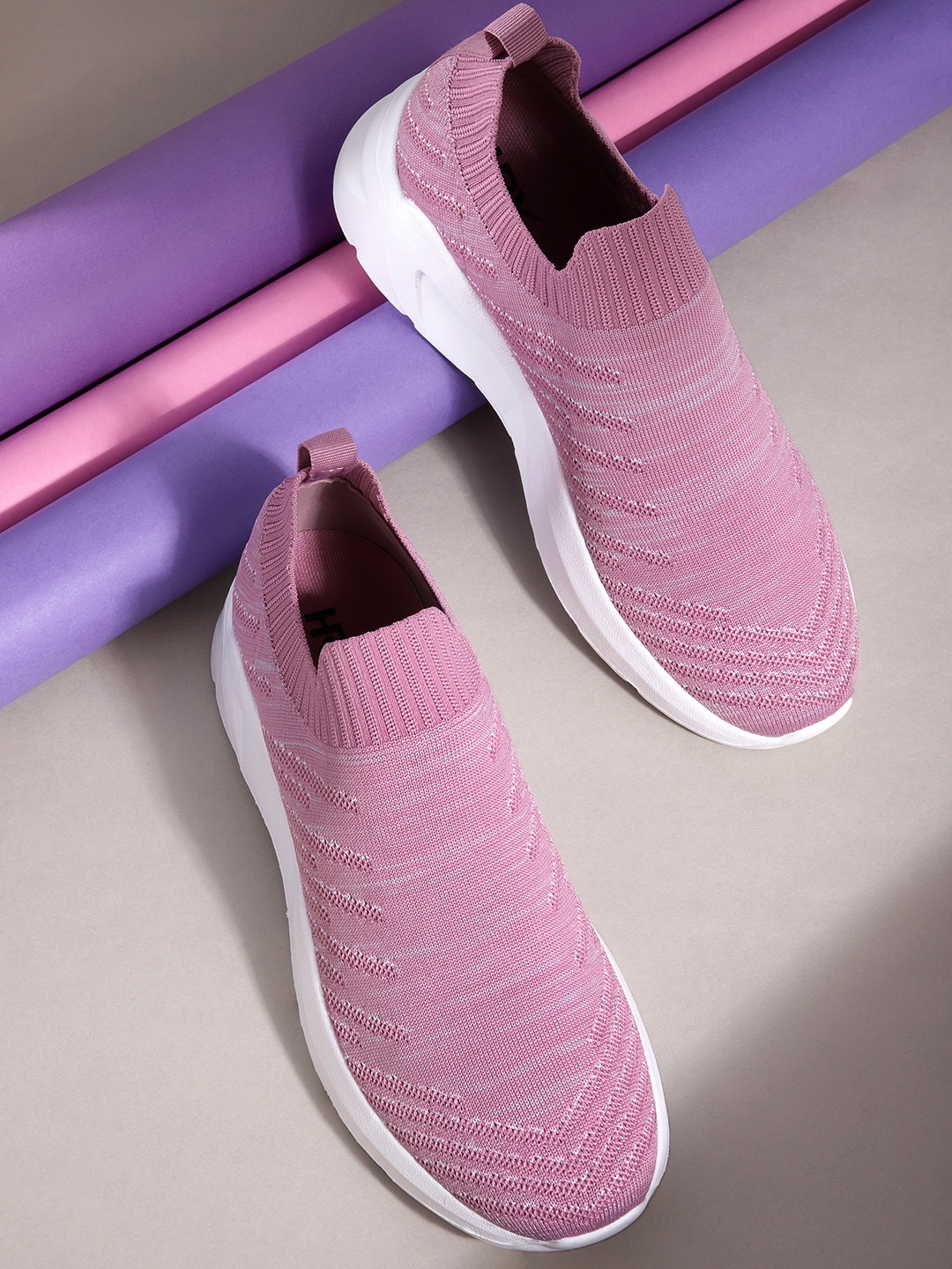 

HRX by Hrithik Roshan Women Woven Design Running Shoes, Rose