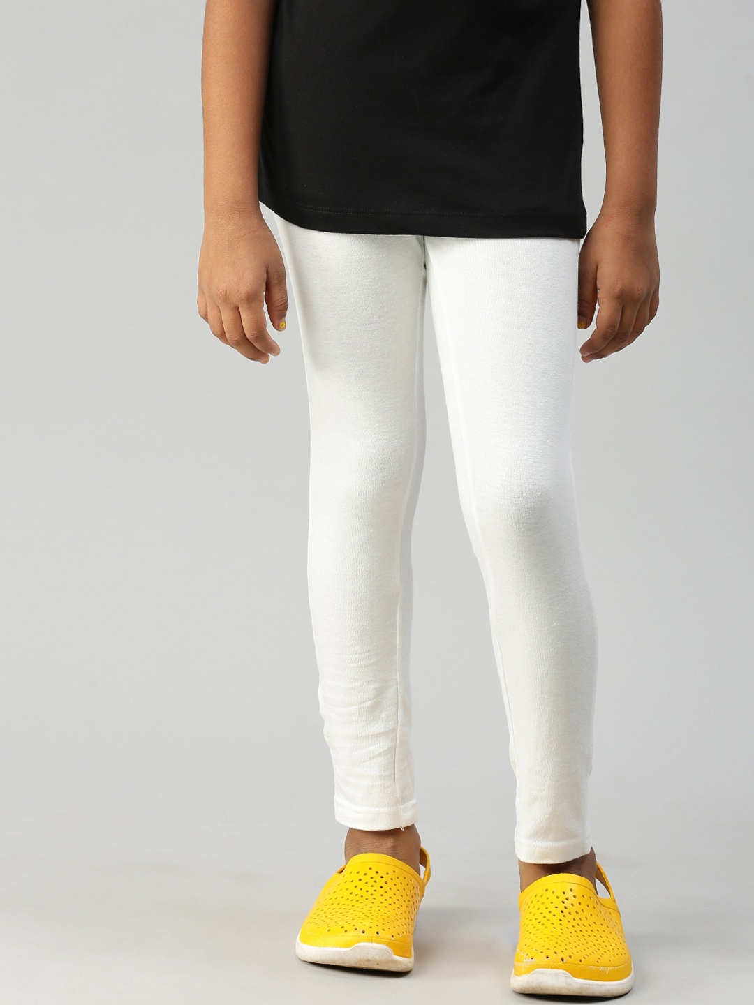 

Kryptic Girls White Solid Pure Cotton Leggings