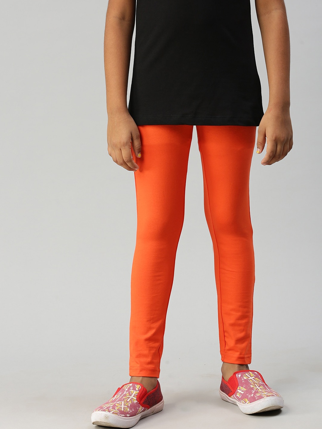 

Kryptic Girls Orange Solid Ankle-Length Pure Cotton Leggings