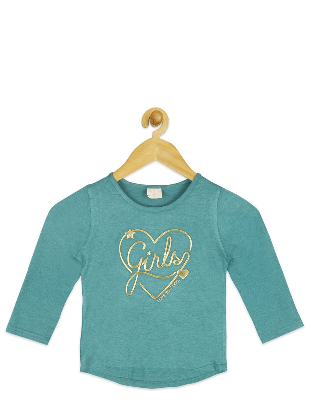 

Tiny Girl Green Embellished green Print Top