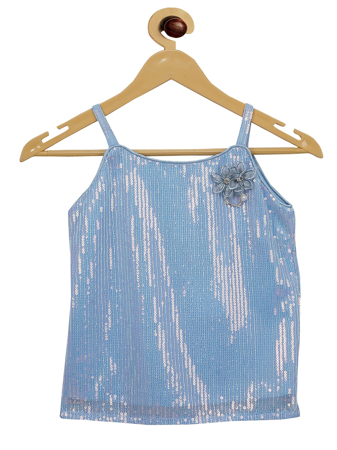 

Tiny Girl Blue & rich black Embellished Striped Top