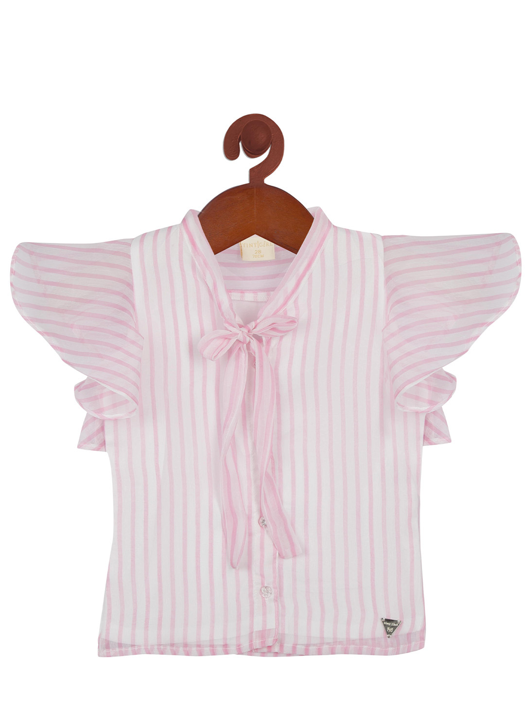 

Tiny Girl Pink Striped Tie-Up Neck Top