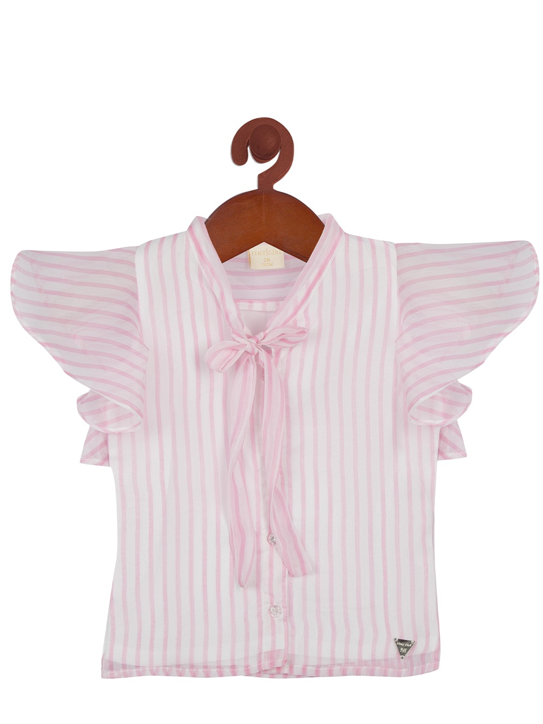 

Tiny Girl Pink Striped Tie-Up Neck Top
